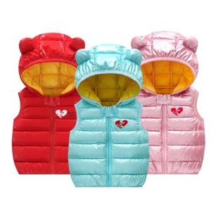 Autumn Kids Outerwear Hooded Sleeveless Warm Vest