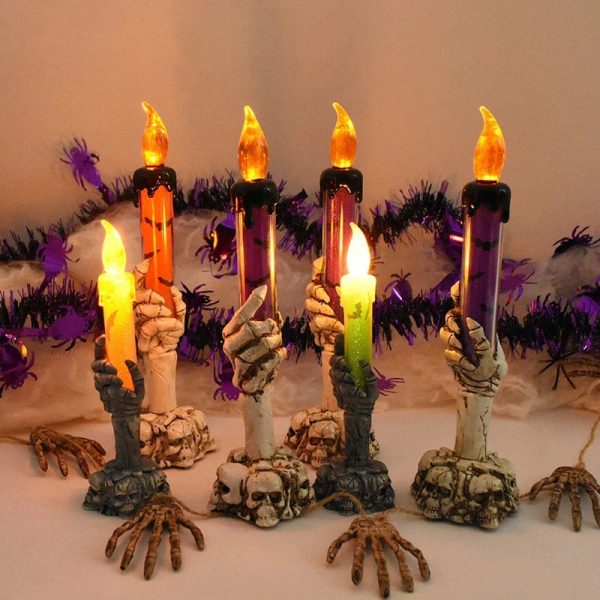 Halloween Ghost Hand Electronic Skeleton Candle Halloween Party Bar Props Decoration Glitter Lamp