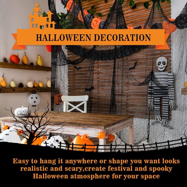 5Pcs Halloween Creepy Cloth Black 30×72Inch - Halloween Decorations - Creepy Spooky Halloween Decorations Outdoor Indoor