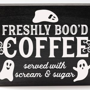 Freshly Booed Coffee Sign Halloween Coffee Bar Decor For Halloween Kitchen Decor