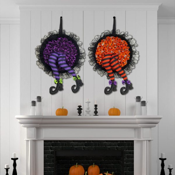 Halloween Witch Long Leg Wreath