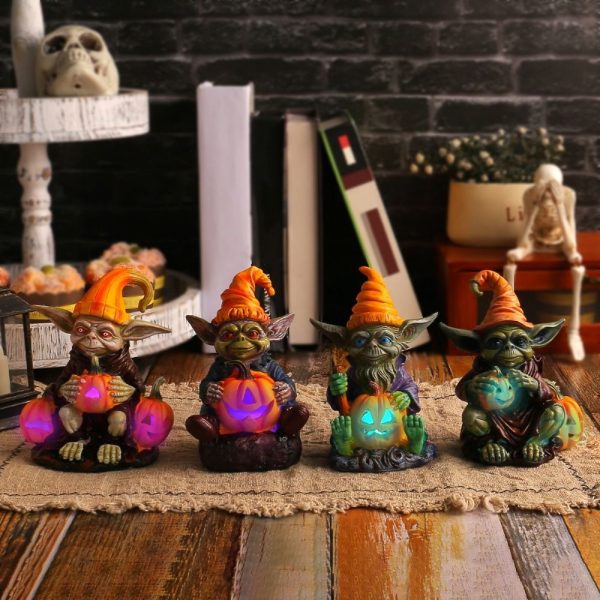 Ghoulie Halloween Resin Statue With Pumpkin Lamp | 1 1