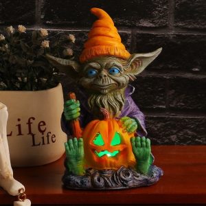 Ghoulie Halloween Resin Statue With Pumpkin Lamp | 1 1