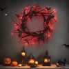 Haunlit Halloween Wreath With Red Led Lights