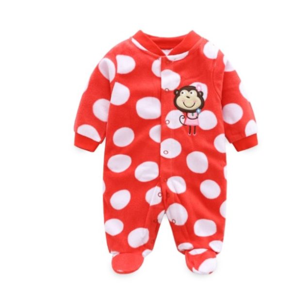 Baby Foot-Wrapped Long-Sleeved Printed One-Piece Romper