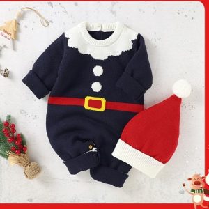 Baby Knitted Jumpsuits Christmas Cute Clothes And Hats