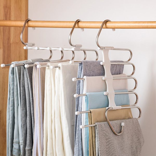 5 In 1 Wardrobe Hangers Stainless Steel Multi-Functional Pants Hangers