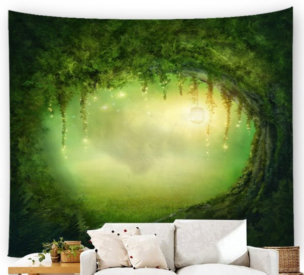 Digital Printed Tapestry Wall Blanket Beach Towel Fantasy Forest Fairy Tale World