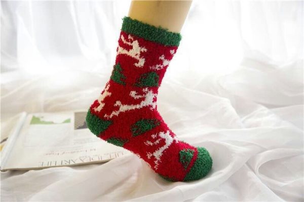 Elk Elderly Half Fleece Christmas Socks