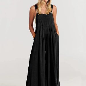 Plus Size Wide Leg Overalls Jumpsuit 