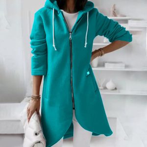 Hooded Long Sleeve Zipper With Pocket