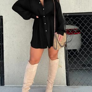 Solid Color Long Sleeve Shirt Bodysuit2