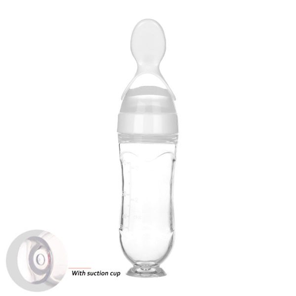 Safe Newborn Baby Feeding Bottle Silicone Squeeze Feeding Spoon Baby Training Feeder