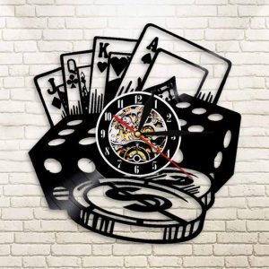 Led Light Poker Theme Creative Retro Nostalgic Wall Clock