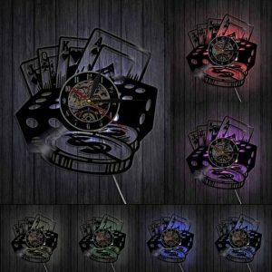 Led Light Poker Theme Creative Retro Nostalgic Wall Clock