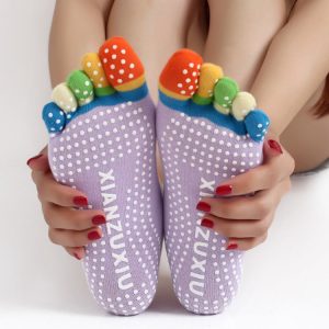 Slip Yoga Socks 5 Toes Socks Letter Print Massage Exercise Short Tube High-Quality Cotton Socks