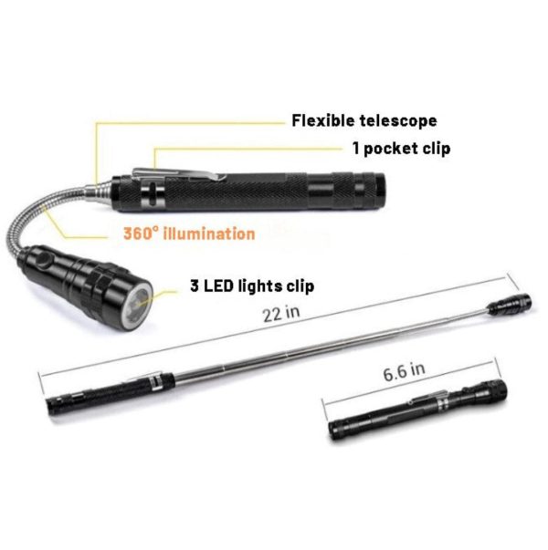 Telescopic Magnetic Pickup Flashlight