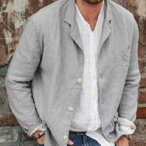 Men'S Daily Casual Loose Cotton Linen Coat2