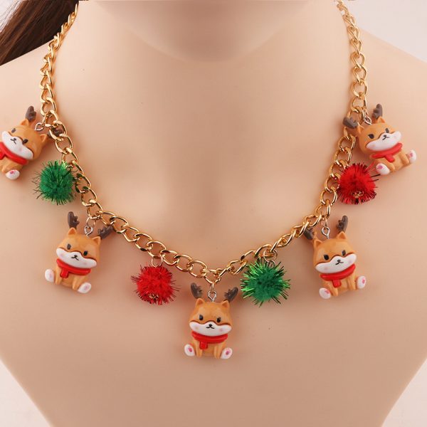 Personalized Santa Claus Necklace With Christmas Tree Bell