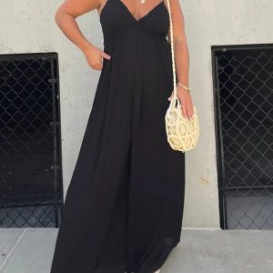 VNeck Effortless Wide Leg Jumpsuit