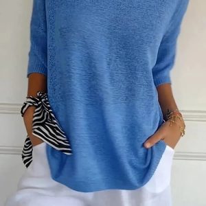 Solid Color Knitted VNeck Top