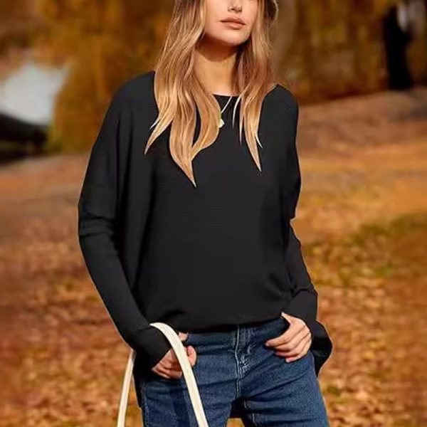 Women'S Irregular Oversized Dolman Sleeve Knitted Pullover