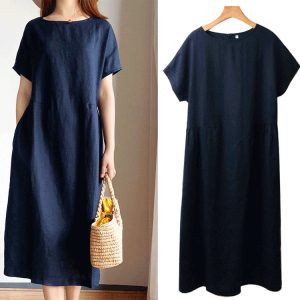 Japanese Style Linen Cotton Dress