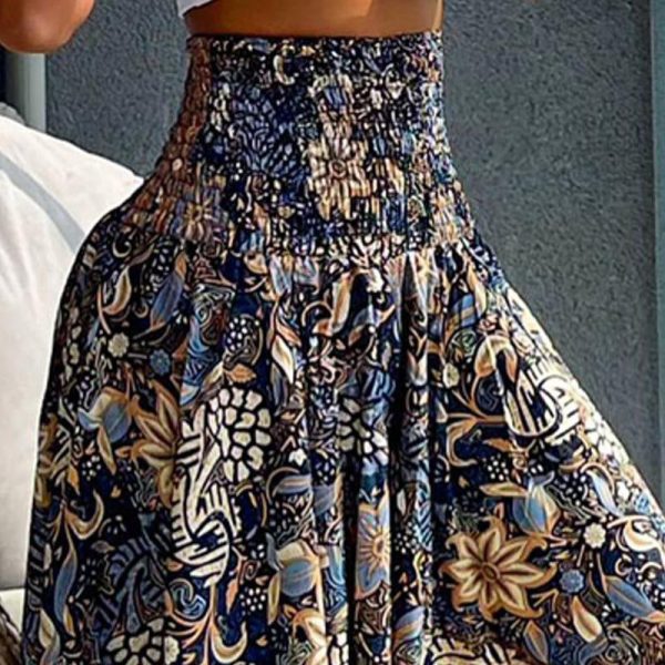 Women'S Fashionable Floral Print High Waisted Skirt