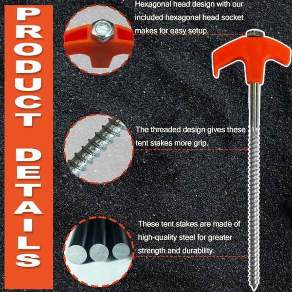 8 Screw In Tent Stakes Ground Anchors Screw In