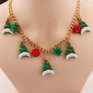 Personalized Santa Claus Necklace With Christmas Tree Bell