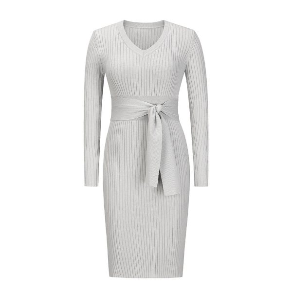 Style Long Sleeve V-Neck Slim Dress