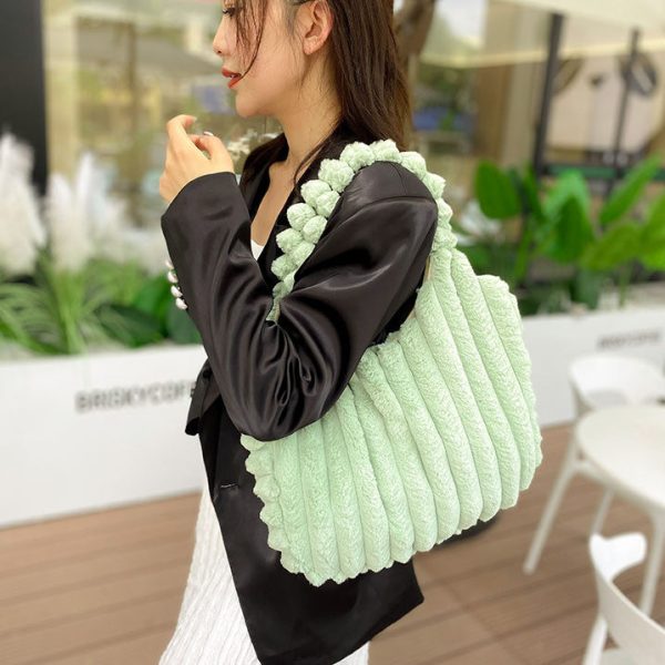 Striped Design Plush Bag