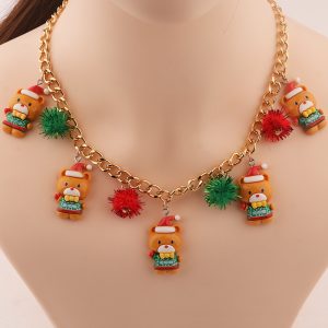 Personalized Santa Claus Necklace With Christmas Tree Bell