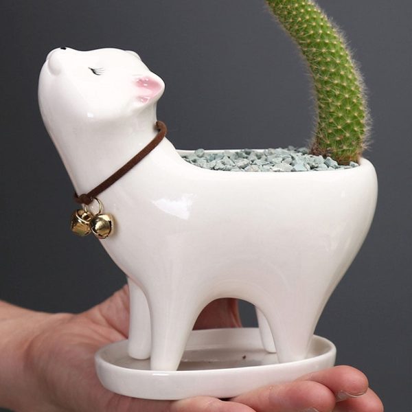 Rising Cat Ceramic Flower Pot