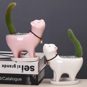 Rising Cat Ceramic Flower Pot