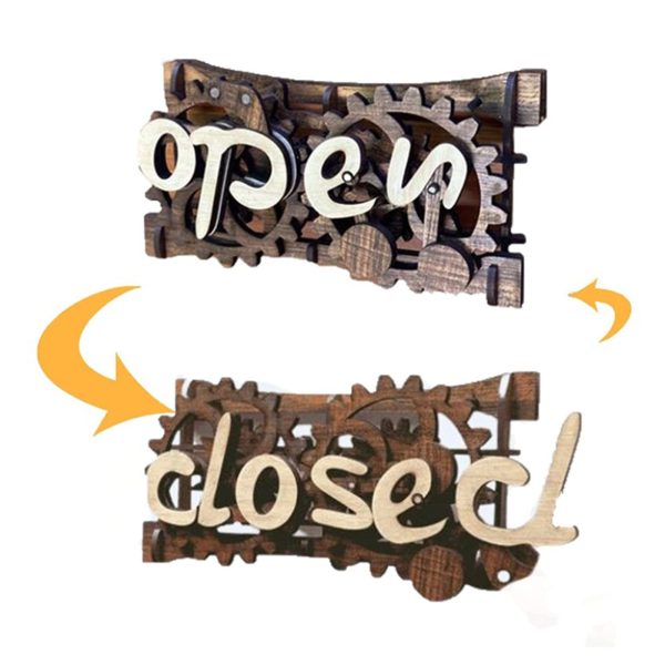 Wooden Double-Sided Reversible Open Closed Sign