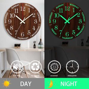 Nordic Luminous Wood Silent Wall Clock