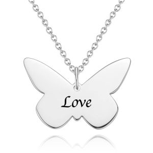 Personalized Butterfly Engraved Necklace