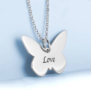 Personalized Butterfly Engraved Necklace