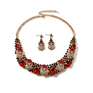 Christmas Jewelry Set With Colorful Rhinestones And Santa Claus