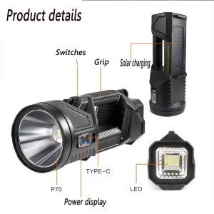 German 1000000 Lumens Waterproof Spot Lights Handheld Large Searchlight