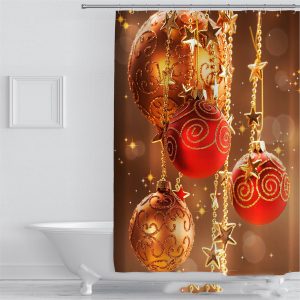 Christmas Balls Polyester Shower Curtain