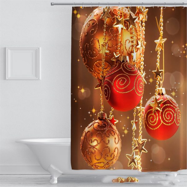 Christmas Balls Polyester Shower Curtain