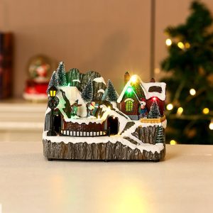 Festive Christmas Music Box Ornament That Rotates And Glows