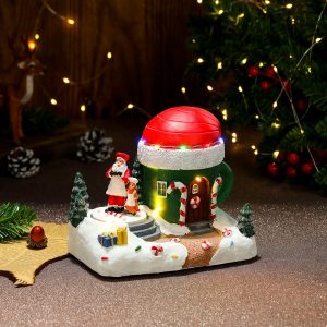 Festive Christmas Music Box Ornament That Rotates And Glows