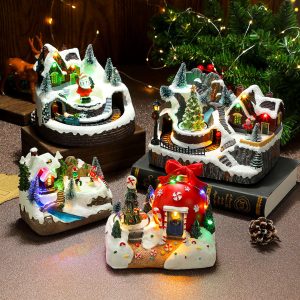 Festive Christmas Music Box Ornament That Rotates And Glows