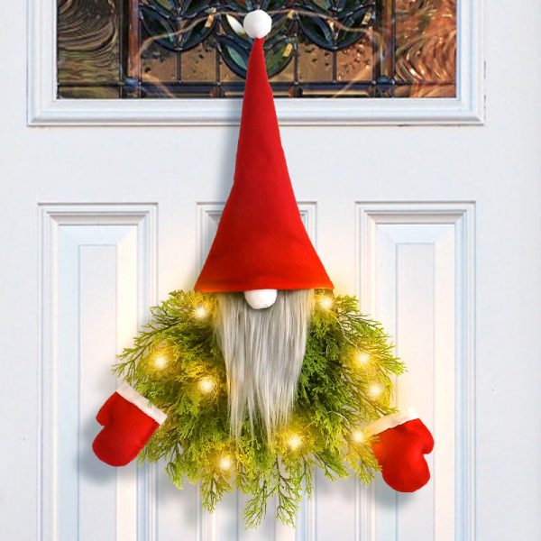 Creative Luminous Old Man Christmas Garland For Door Hanging