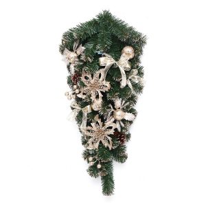 Deciduous Christmas Window Decorations: Rattan Wreath And Tree