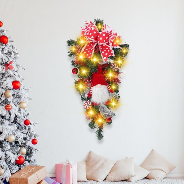 Decorative Christmas Bow Garland For Door And Wall Hanging