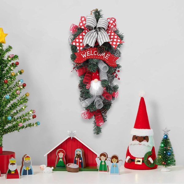 Decorative Christmas Bow Garland For Door And Wall Hanging